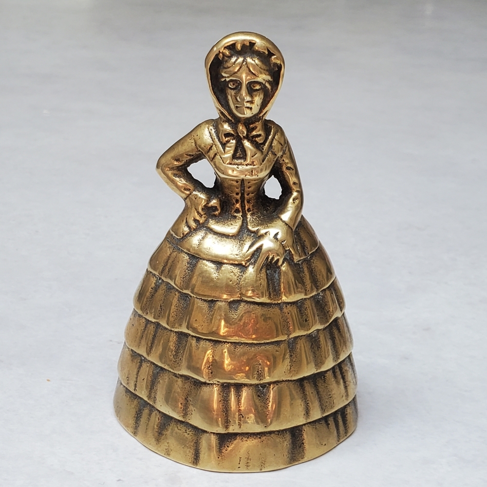 Vintage Heavy Solid Brass Victorian Crinoline Lady Bell